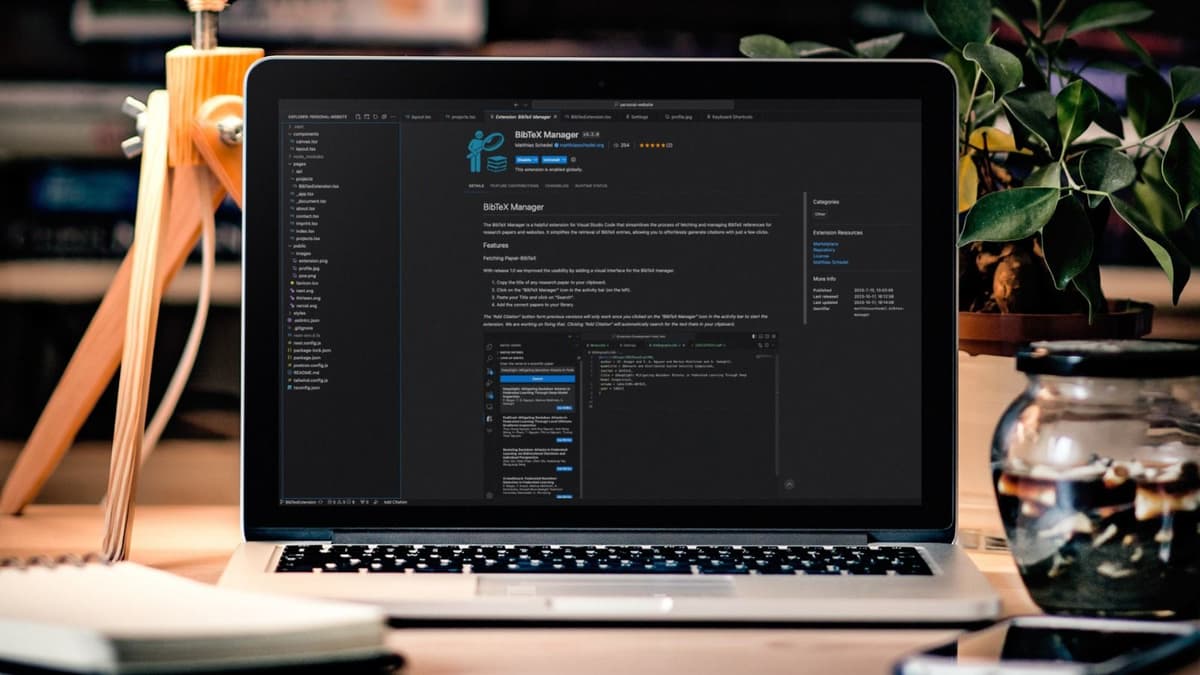 Image of a laptop showing the second version of the BibTeX extension